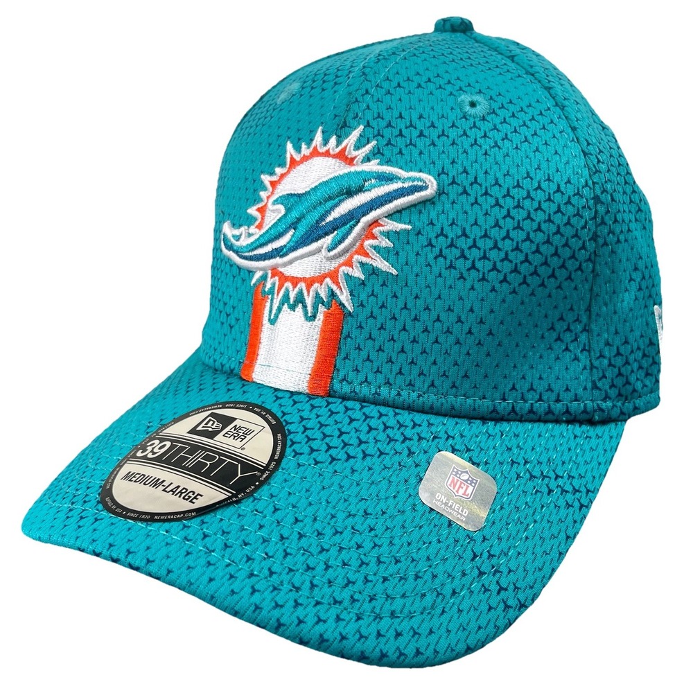 Miami Dolphins New Era Hat Cap Stretch Fit Medium/Large 39THIRTY On Field NEW